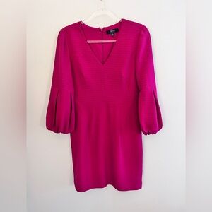 IMNYC Raspberry Wine Bubble Sleeve V-Neck Mini Dress